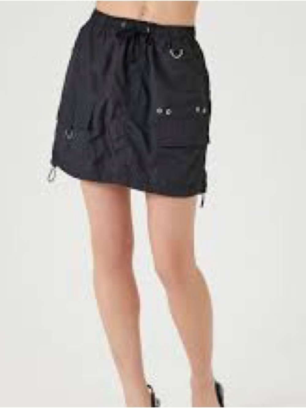 No comment boutique NWT xl nylon Black Utility Cargo Mini Skirt Women